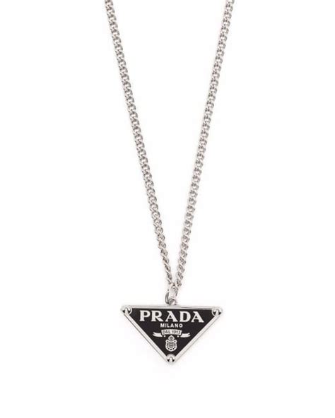 prada necklace triangle silver